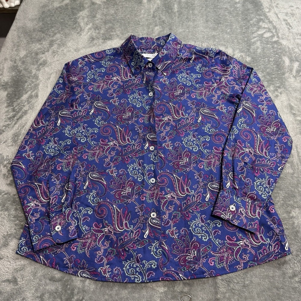 FoxCroft‎ By Appleseed's Wrinkle Free Womens Size 8P Long Sleeve Paisley Top